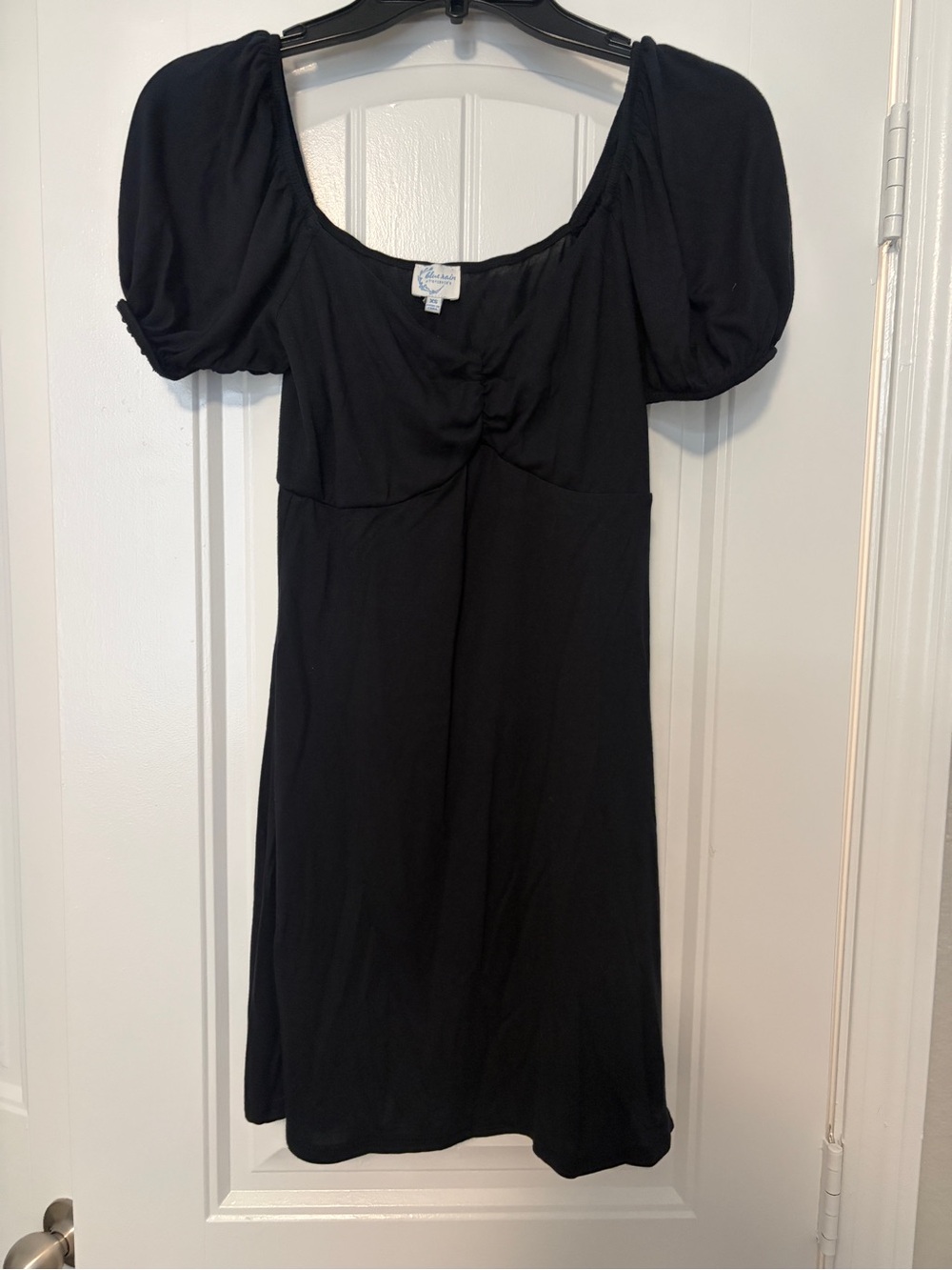 Black Puff Sleeve Sweetheart Neck Dress